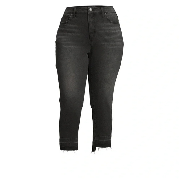 Terra & Sky Women's Plus Size Step Hem Straight Leg Jeans, 27" Inseam - Picture 4 of 5